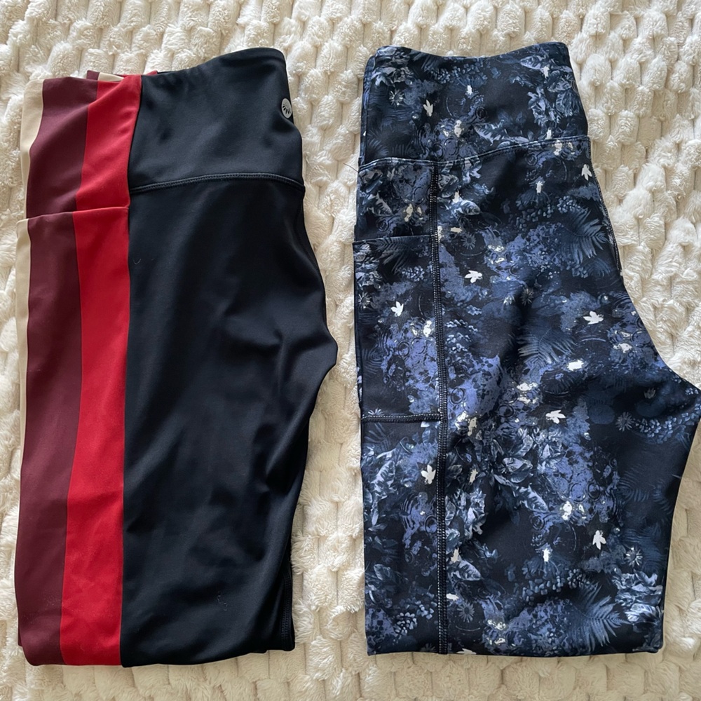 Workout leggings with pockets, lot of 2, Senita Balance Collection L Black blue